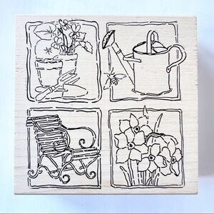 𝅺PRINTWORKS Spring Garden Sampler Wood Mounted Rubber Stamp
